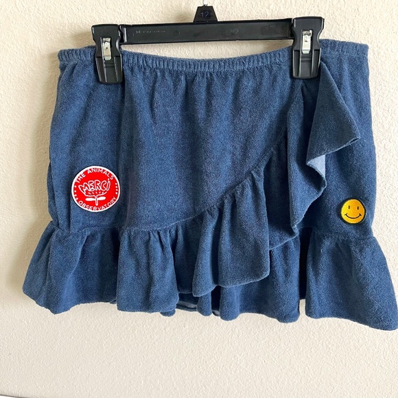 NWT The Animals Observatory Navy Ruffled Terry Cloth Skirt size 10 - Picture 2 of 9